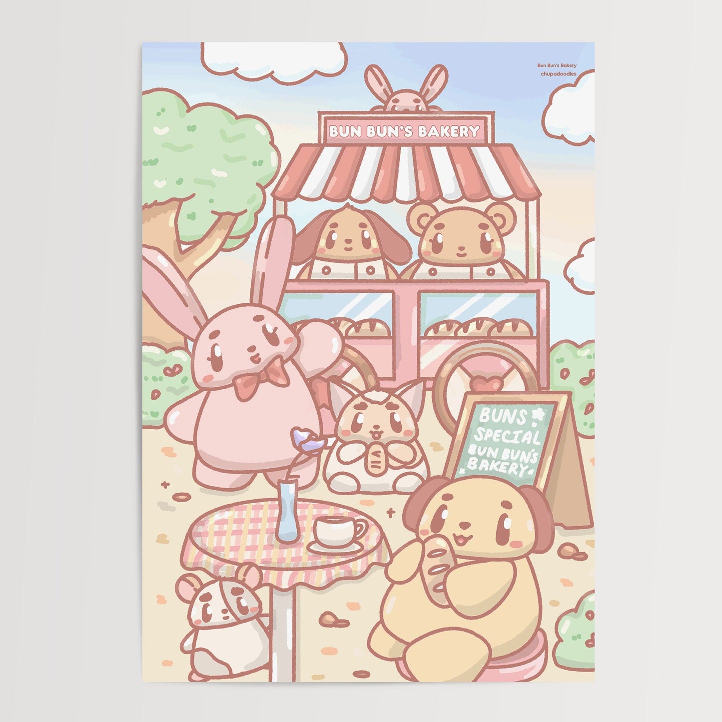 Bun Bun’s Bakery Original A5 Postcard Print