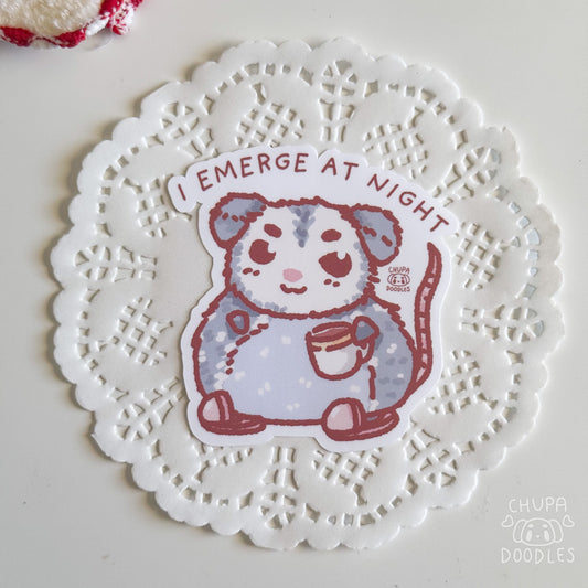 Possum gloss vinyl cute sticker by Chupadoodles, kawaii die-cut sticker