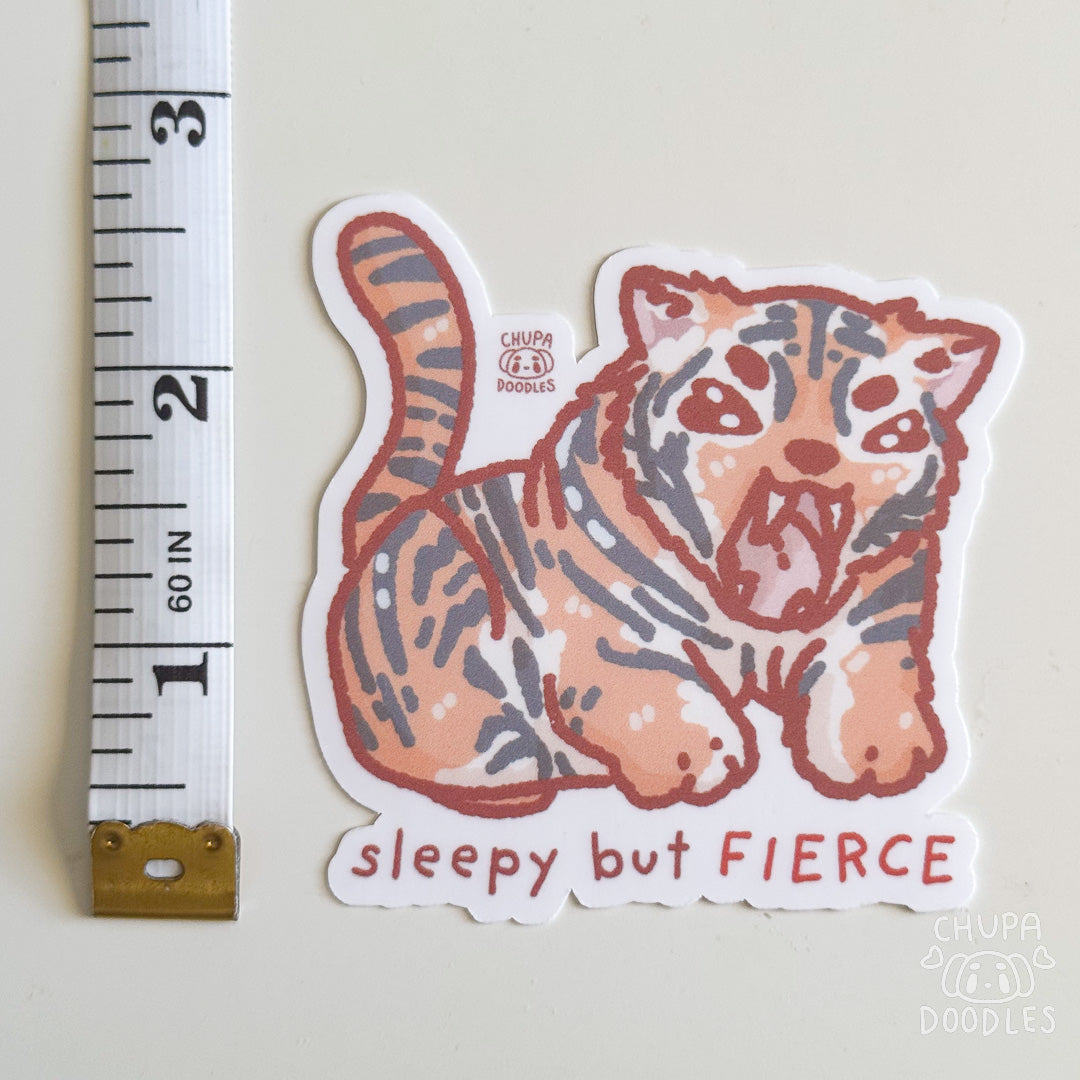 Sleepy But Fierce Tiger Cute Sticker (Matte Finish)