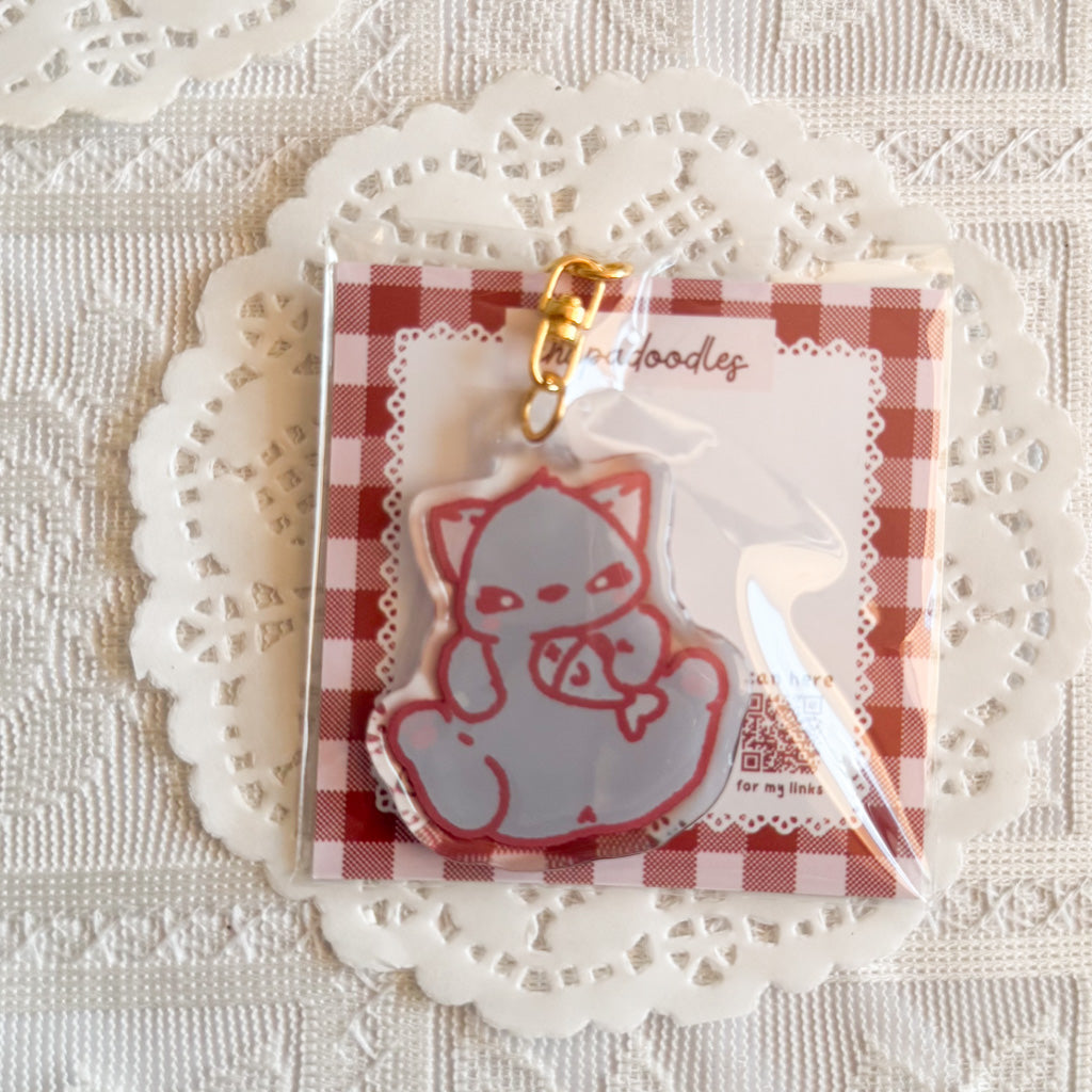 Black Cat Epoxy Keychain | Cute Bag Charm