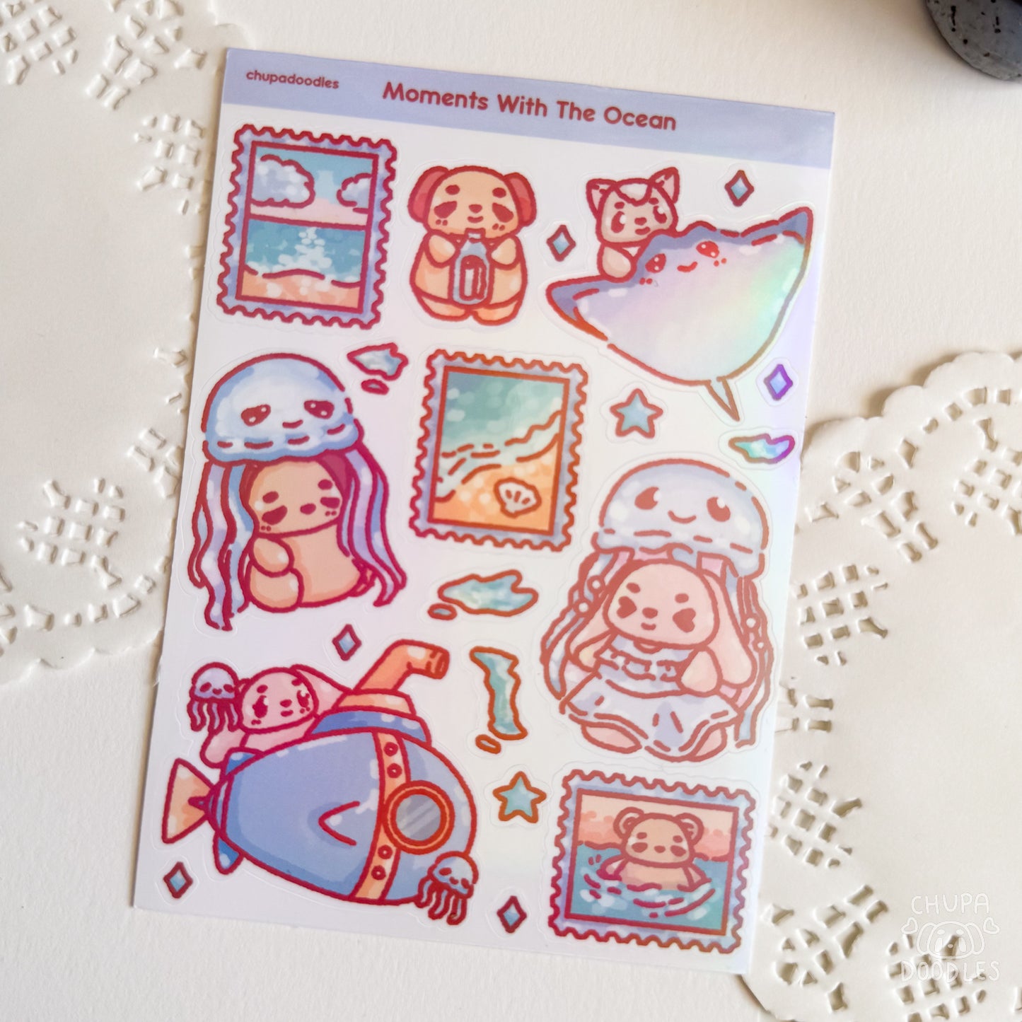 Moments In The Ocean Holographic Cute Sticker Sheet