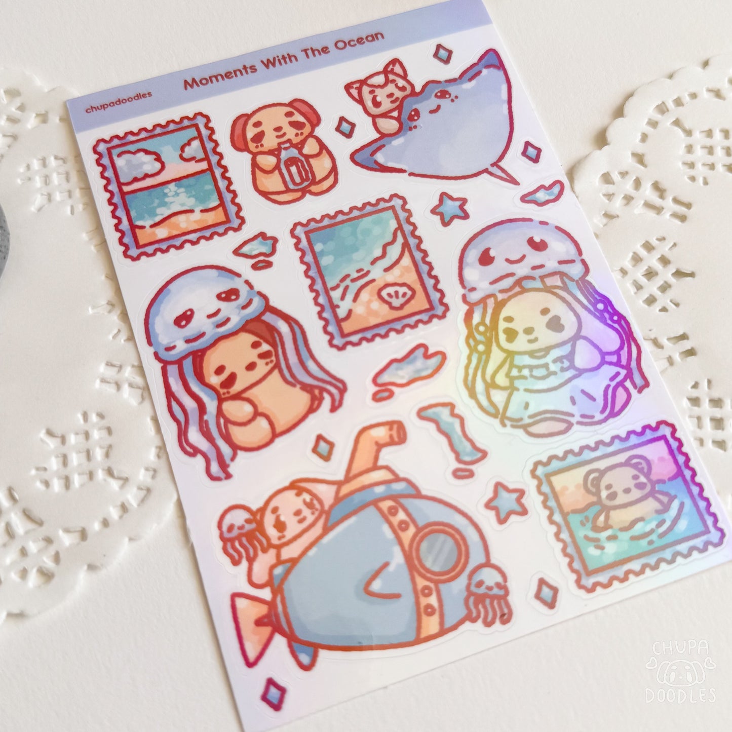 Moments In The Ocean Holographic Cute Sticker Sheet