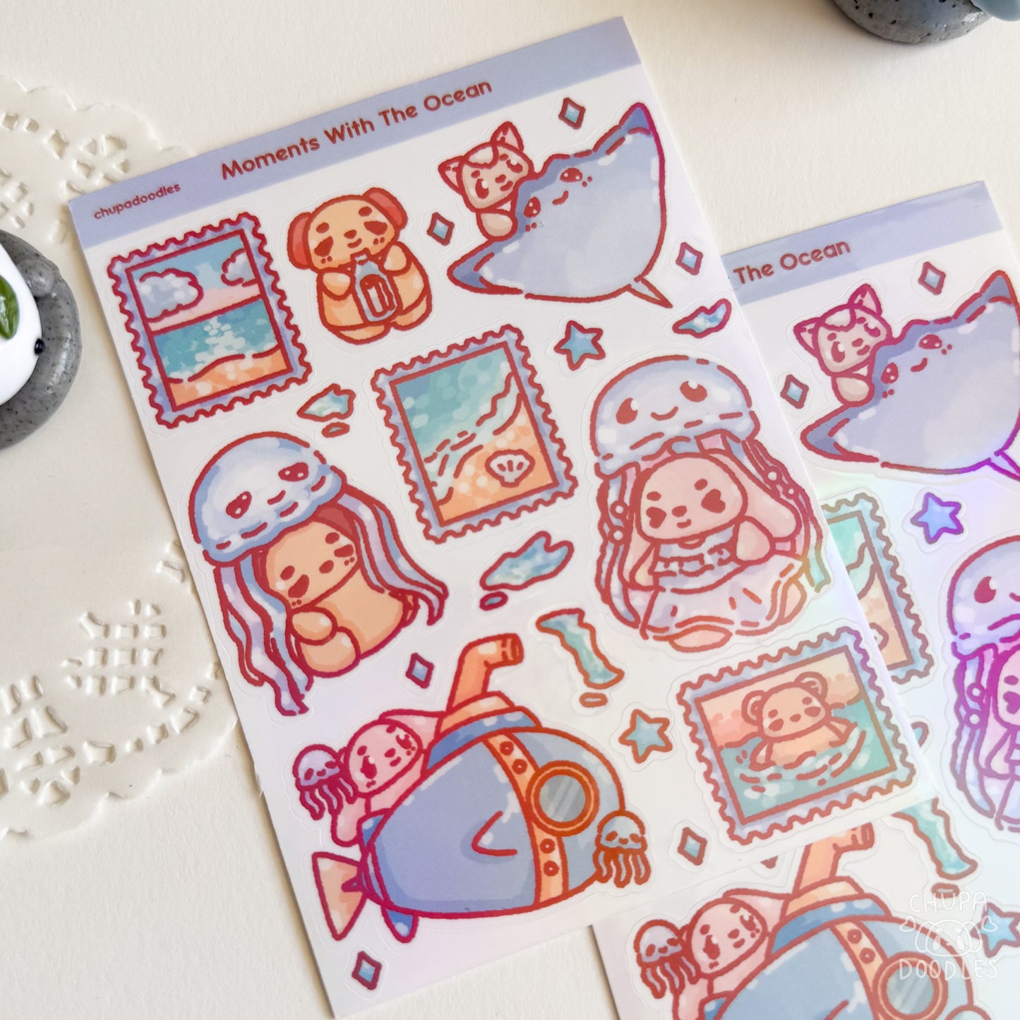 Moments In The Ocean Holographic Cute Sticker Sheet