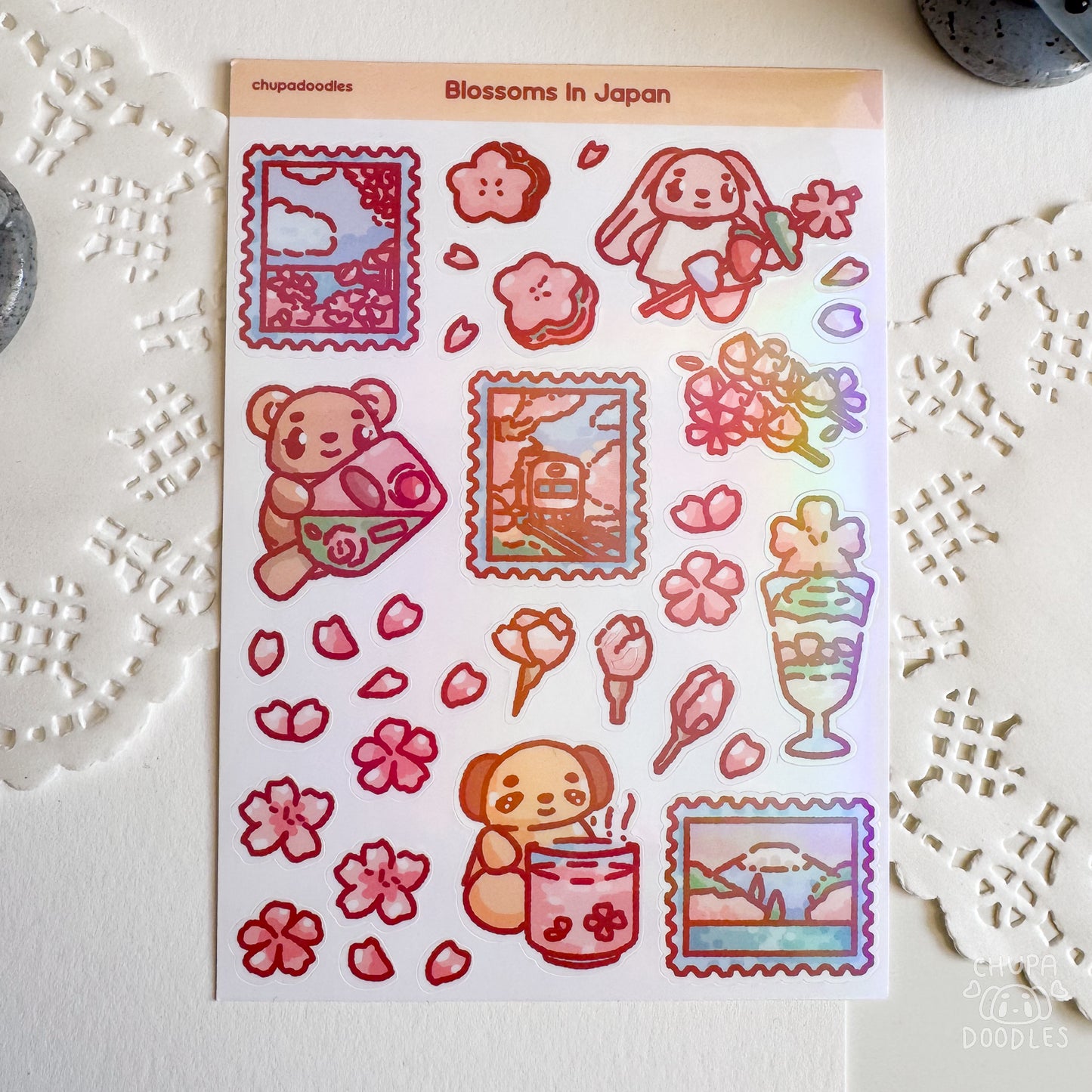 Blossoms In Japan Holographic Cute Sticker Sheet