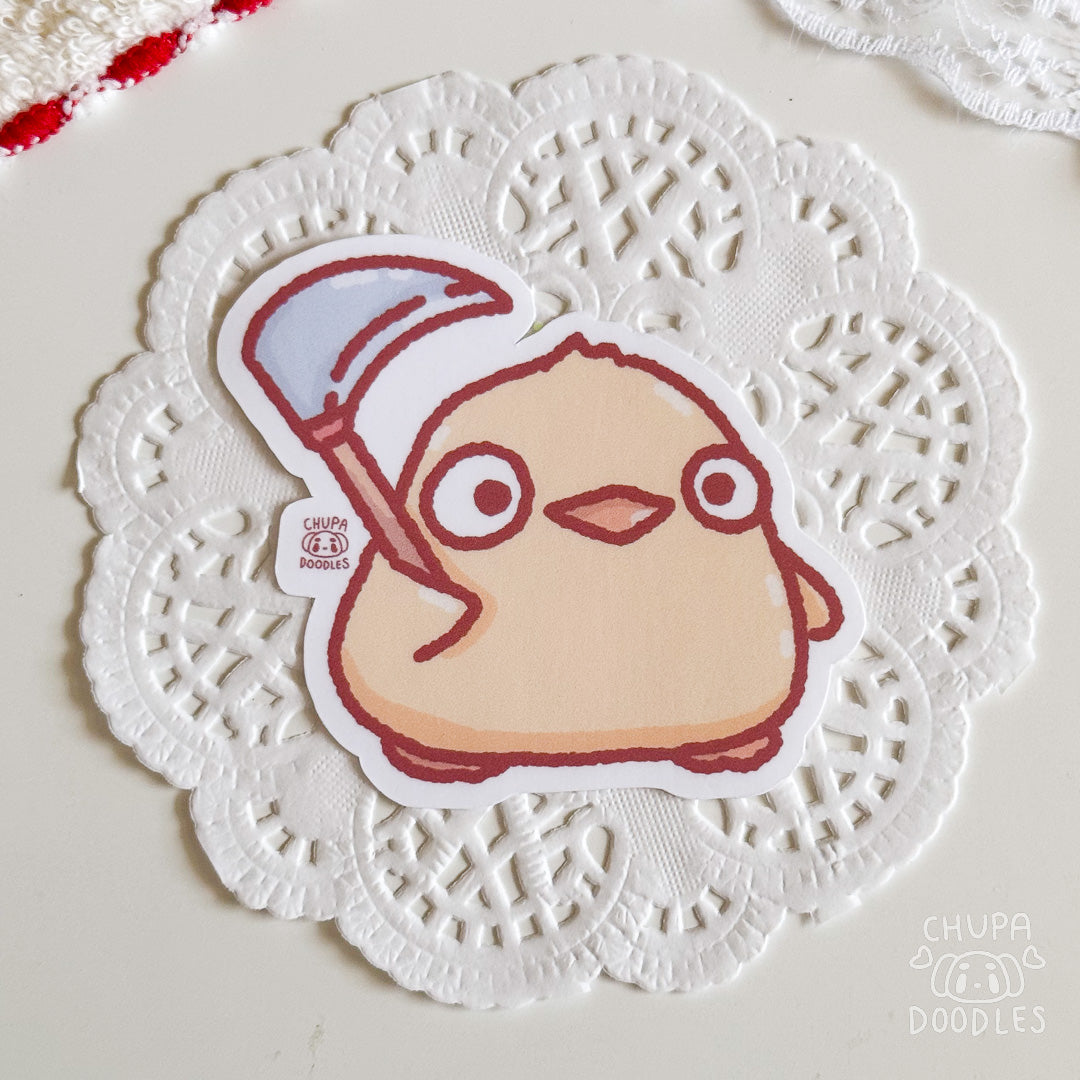 Duck With Scythe Cute Sticker (Matte Finish)-chupadoodles