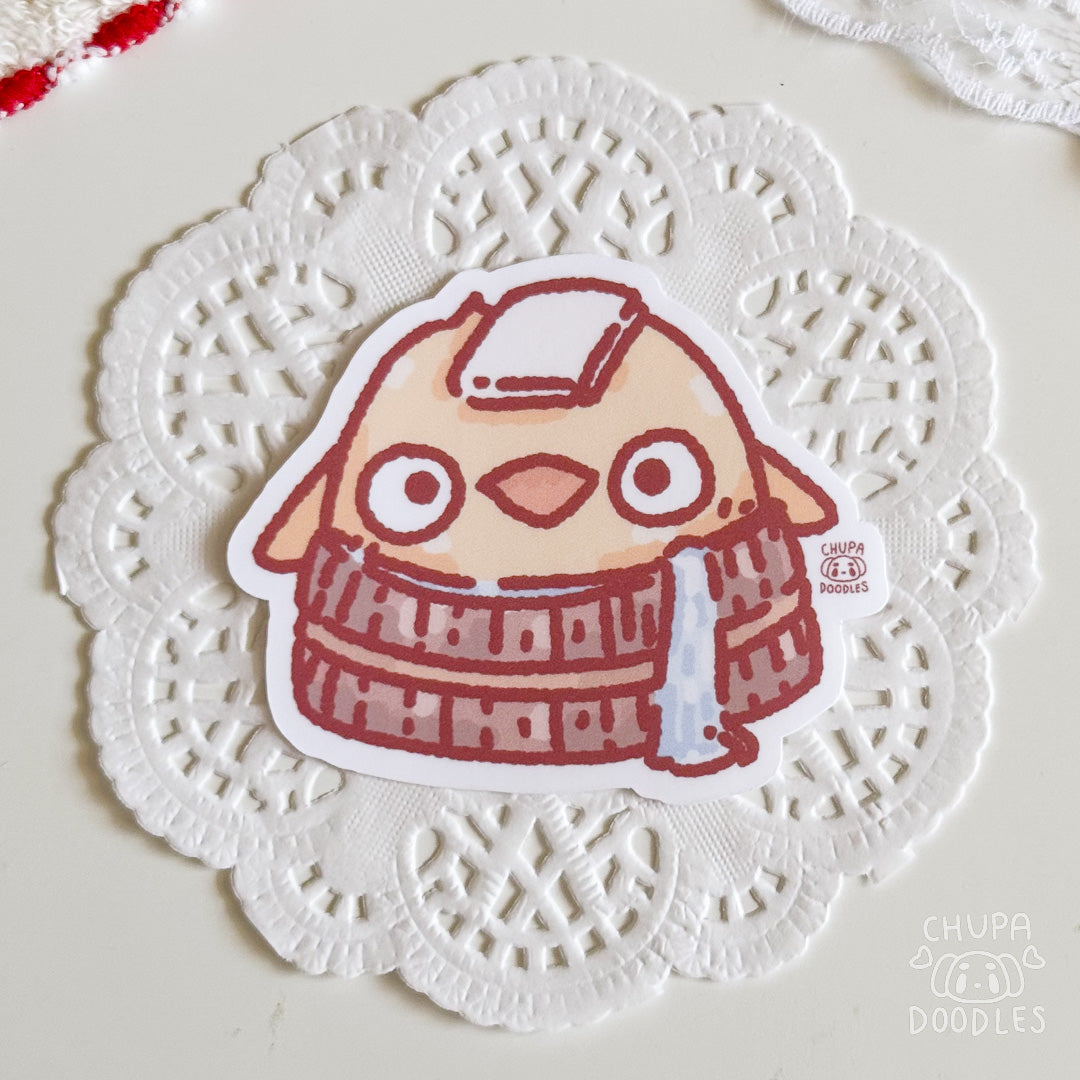 Duck In Onsen Cute Sticker (Matte Finish)-chupadoodles