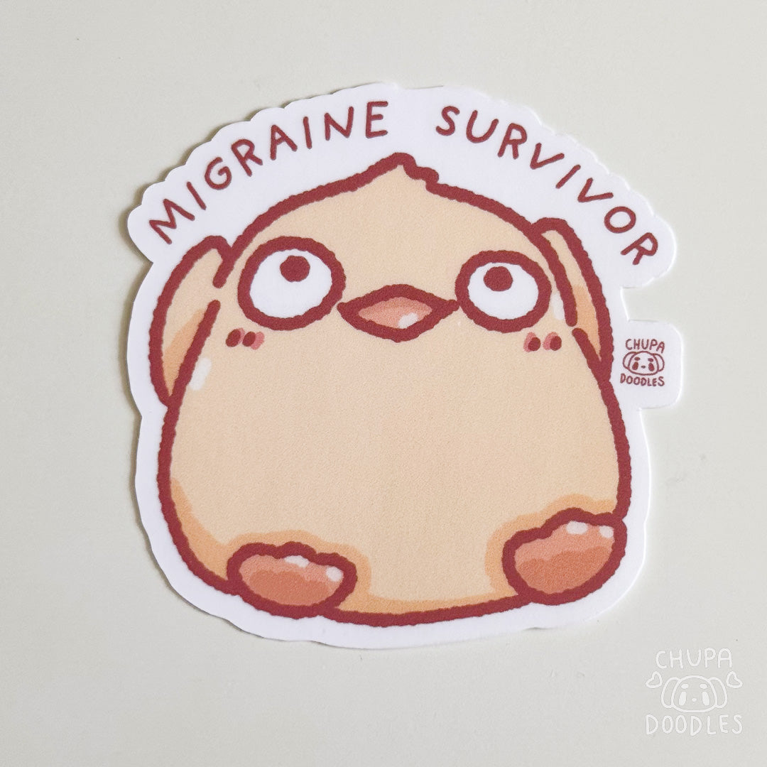 Duck Migraine Survivor Cute Sticker (Matte Finish)-chupadoodles