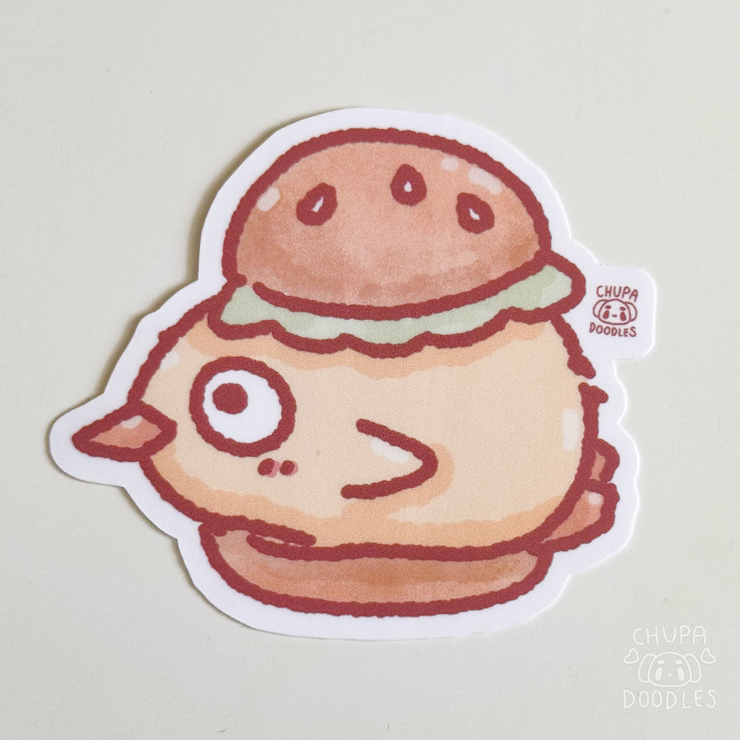 Duck Burger Cute Sticker (Matte Finish)-chupadoodles