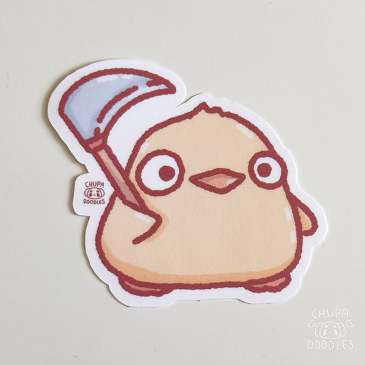 Duck With Scythe Cute Sticker (Matte Finish)-chupadoodles
