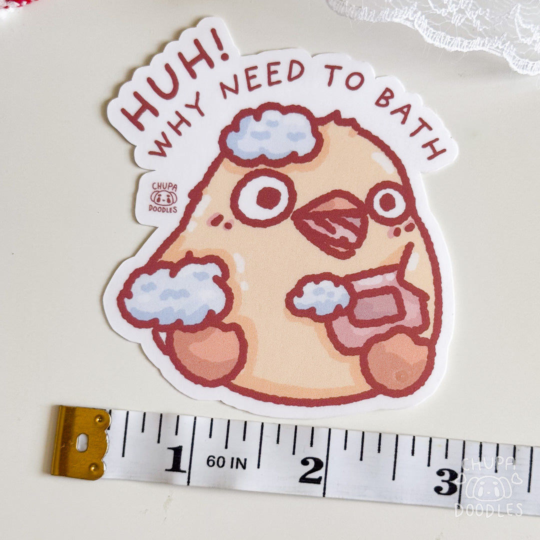 Duck Why Need To Bath Cute Sticker (Matte Finish)-chupadoodles