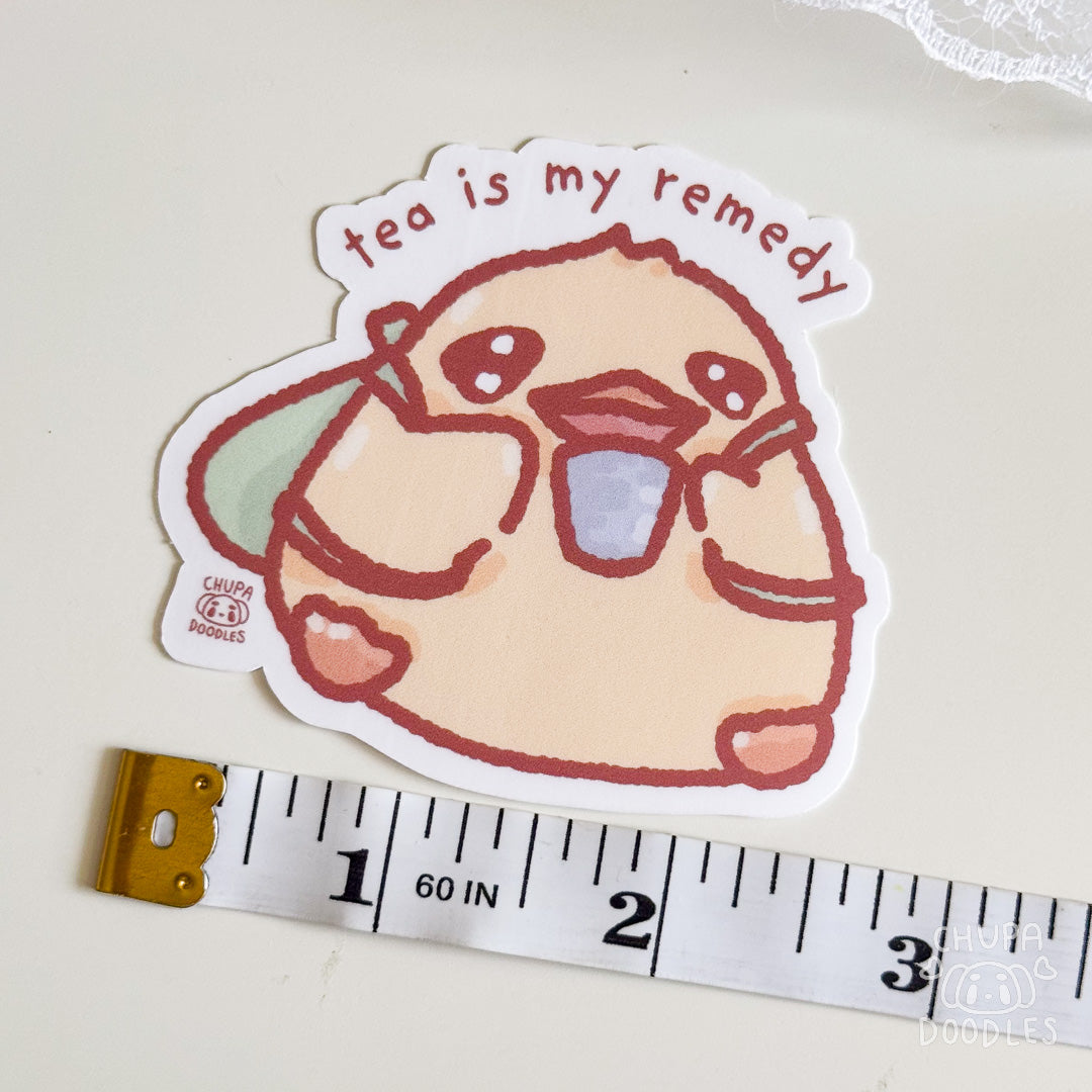 Duck Tea Is My Remedy Cute Sticker (Matte Finish)-chupadoodles