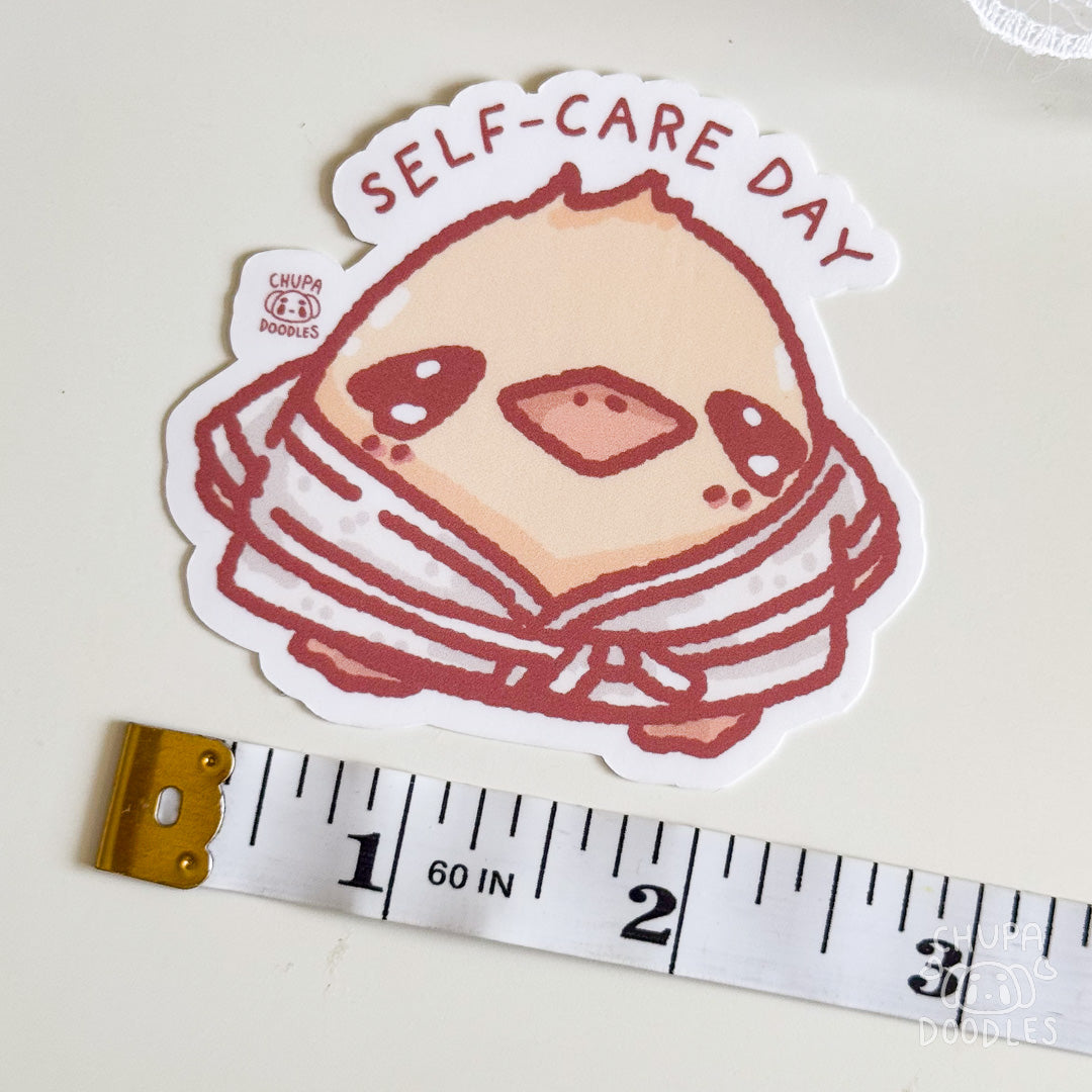 Duck Self-Care Day Cute Sticker (Matte Finish)-chupadoodles