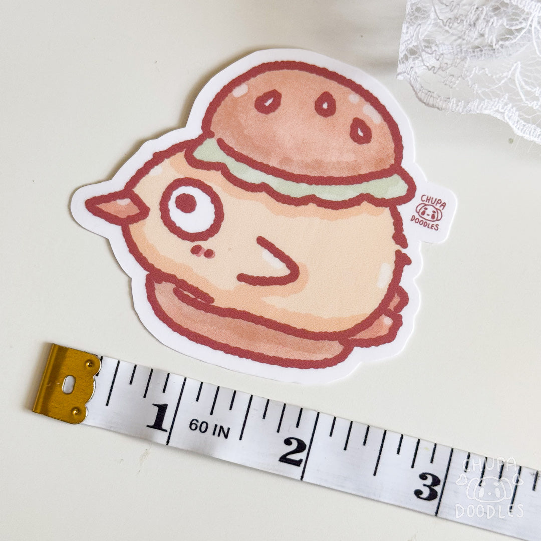 Duck Burger Cute Sticker (Matte Finish)-chupadoodles