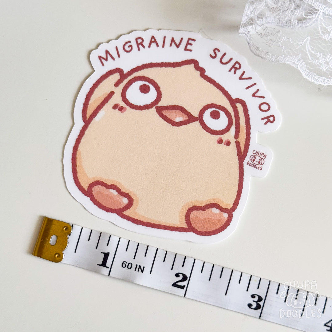 Duck Migraine Survivor Cute Sticker (Matte Finish)-chupadoodles
