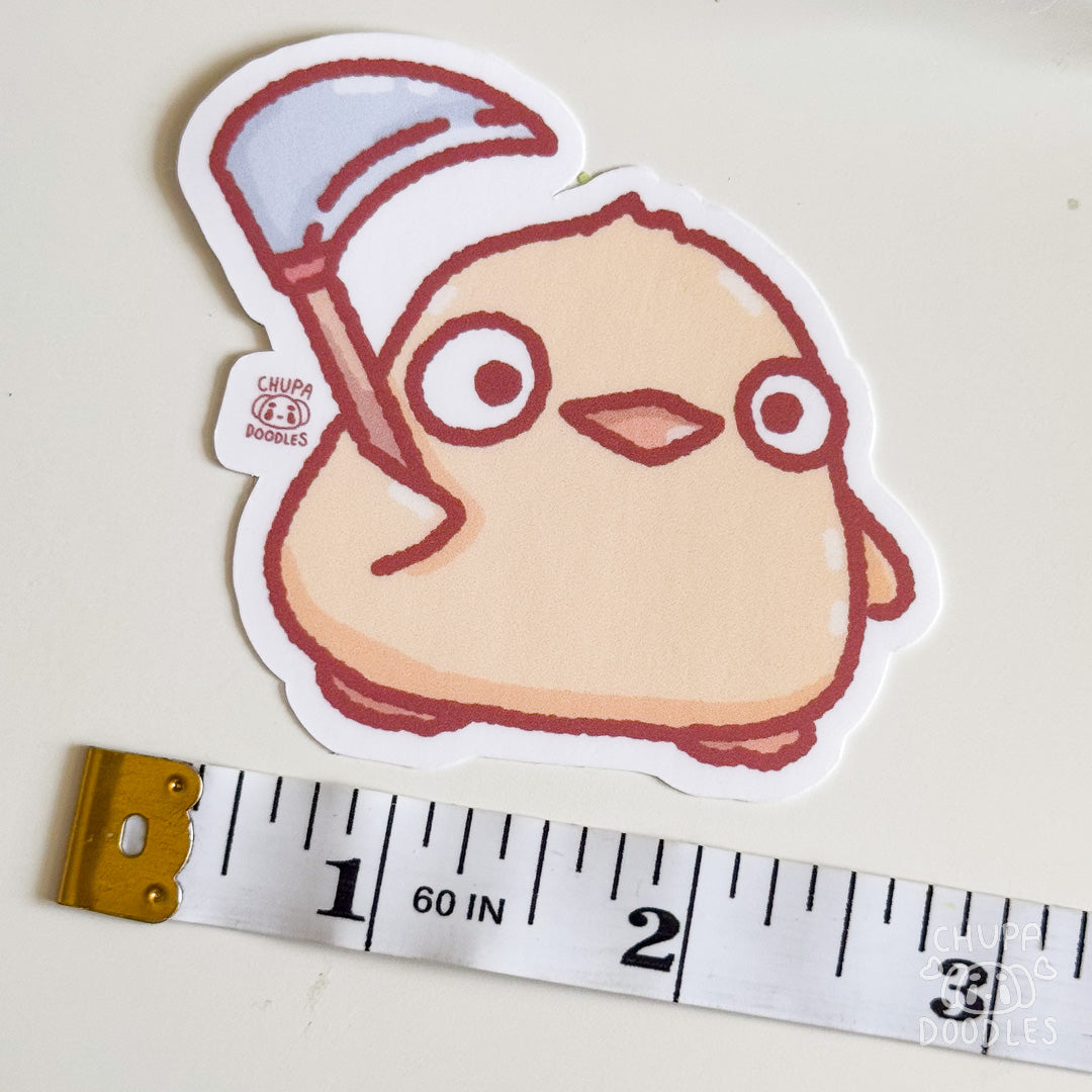 Duck With Scythe Cute Sticker (Matte Finish)-chupadoodles