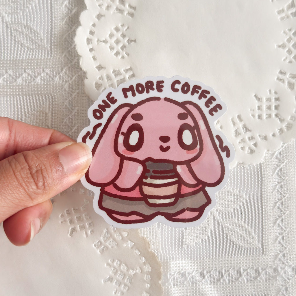 Bun Bun One More Coffee Cute Sticker (Gloss Finish)
