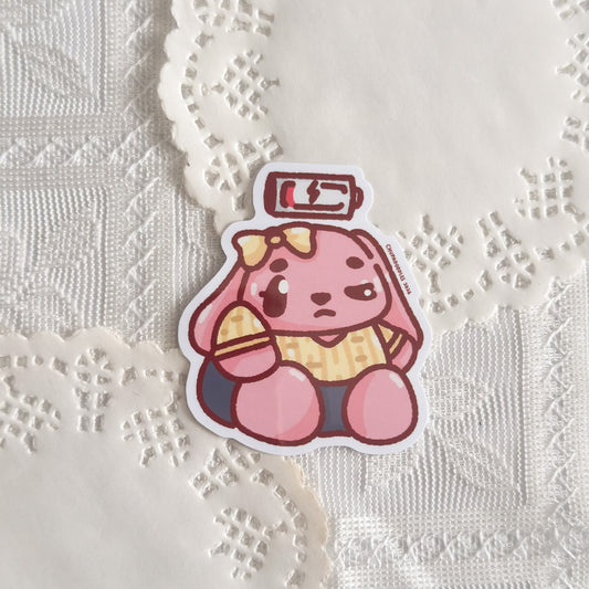 Bun Bun With Low Battery Cute Sticker (Gloss Finish)