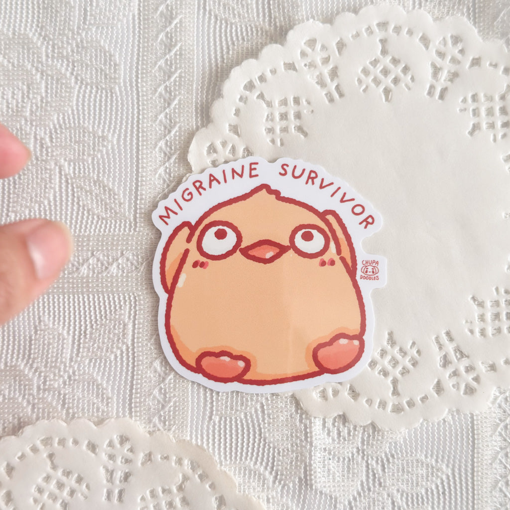 Duck Migraine Survivor Cute Sticker (Gloss Finish)