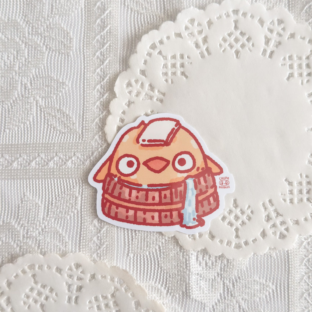 Duck In Onsen Cute Sticker (Gloss Finish)