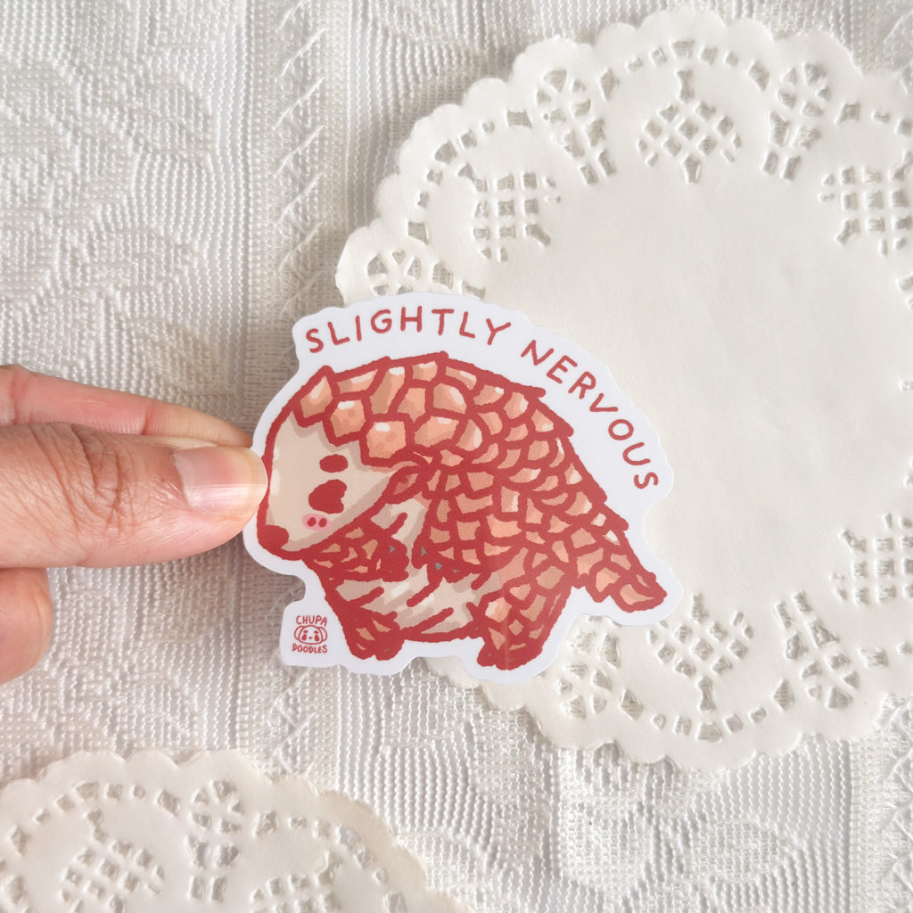 Nervous Pangolin Cute Sticker (Gloss Finish)