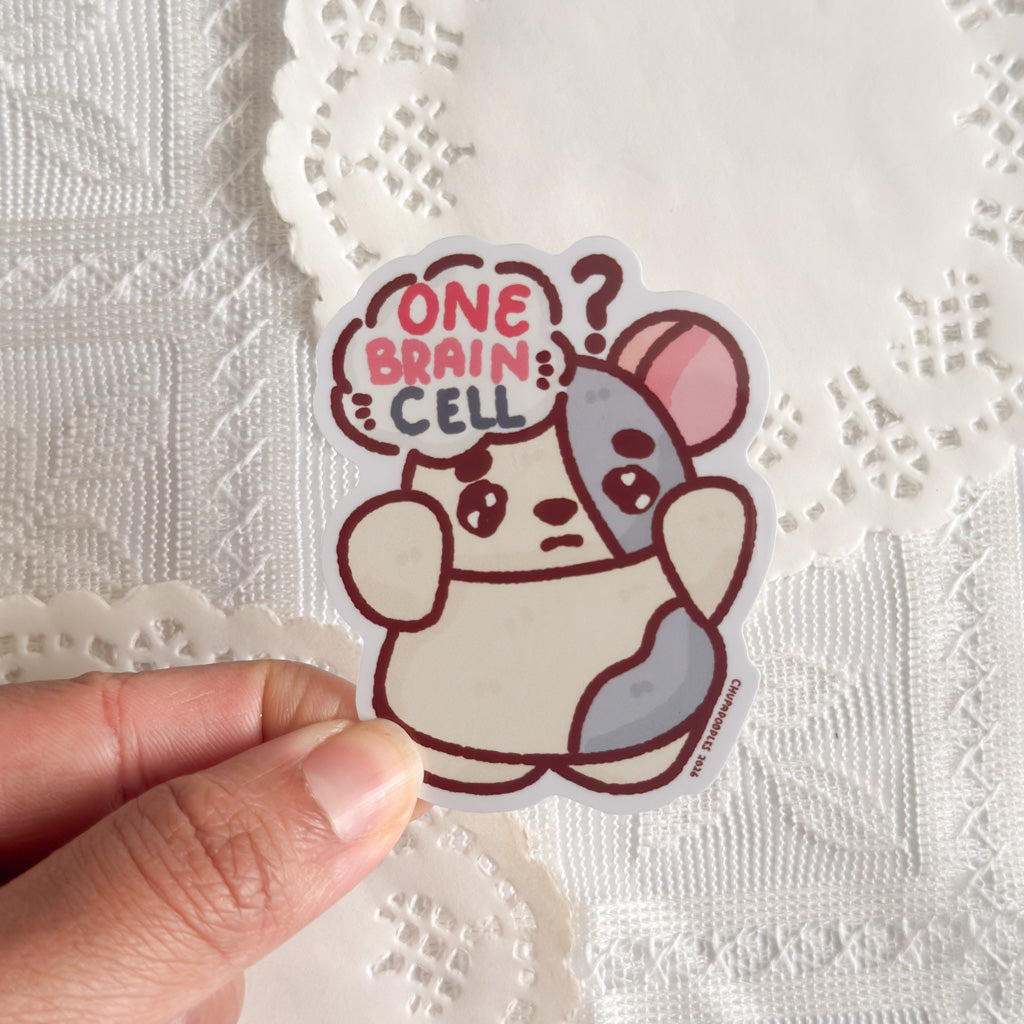 One Brain Cell Hamnyah Cute Sticker (Gloss Finish)