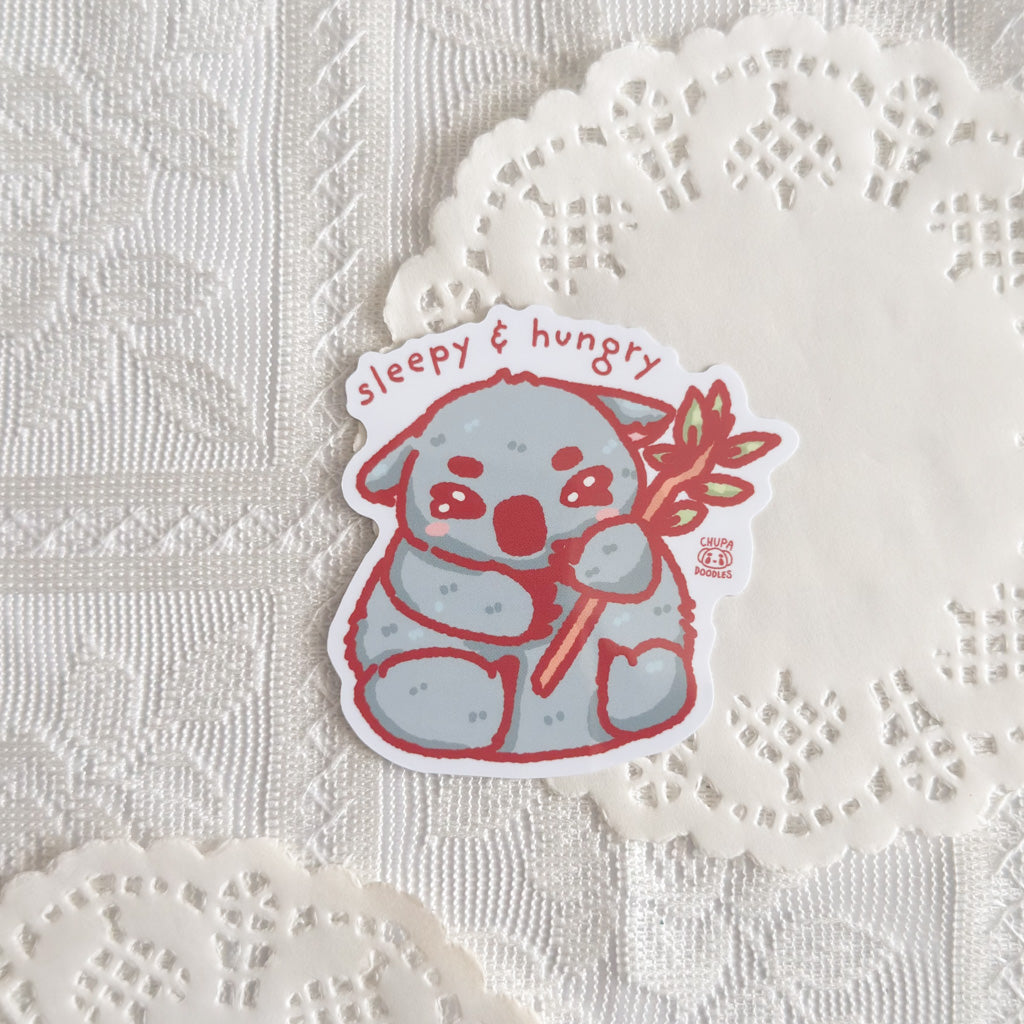 Sleepy Koala Cute Sticker (Gloss Finish)