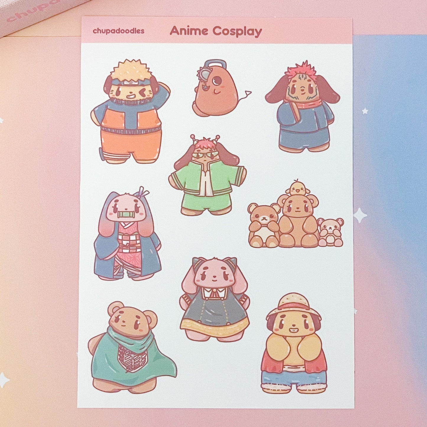 Anime Cosplay Cute Sticker Sheet-chupadoodles