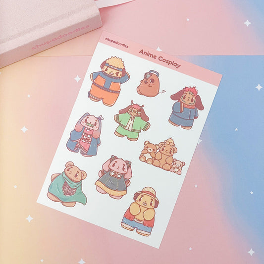 Anime Cosplay Cute Sticker Sheet-chupadoodles
