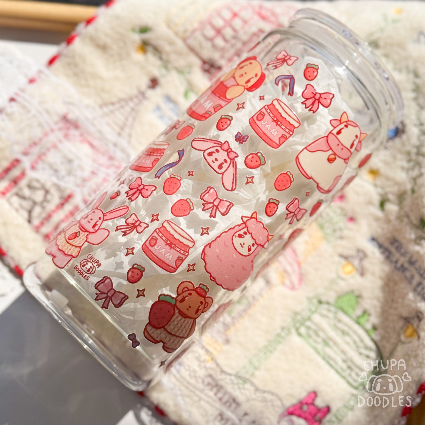 Strawberry Double Walled Glass Can
