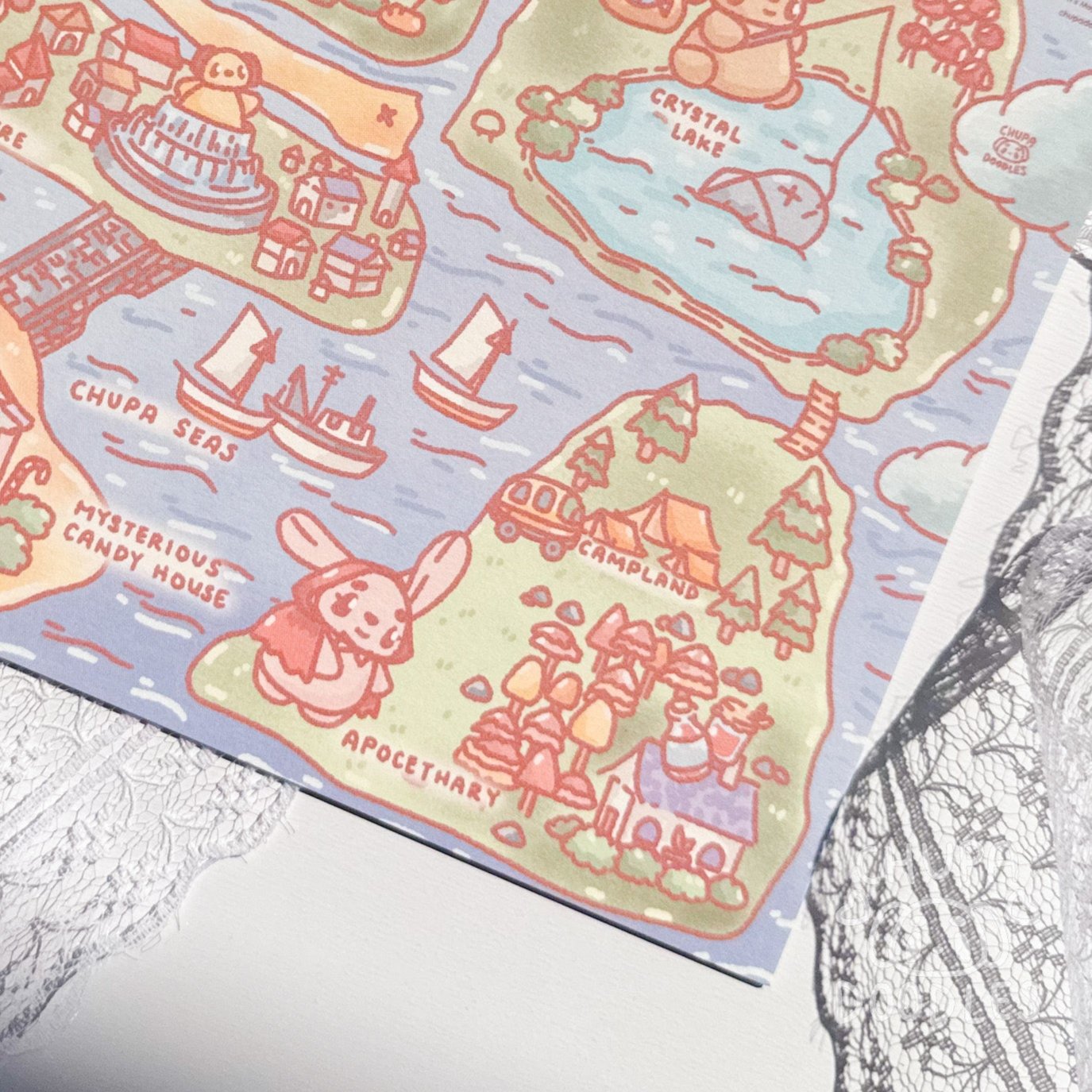Chupa Town Map A5 Postcard Print