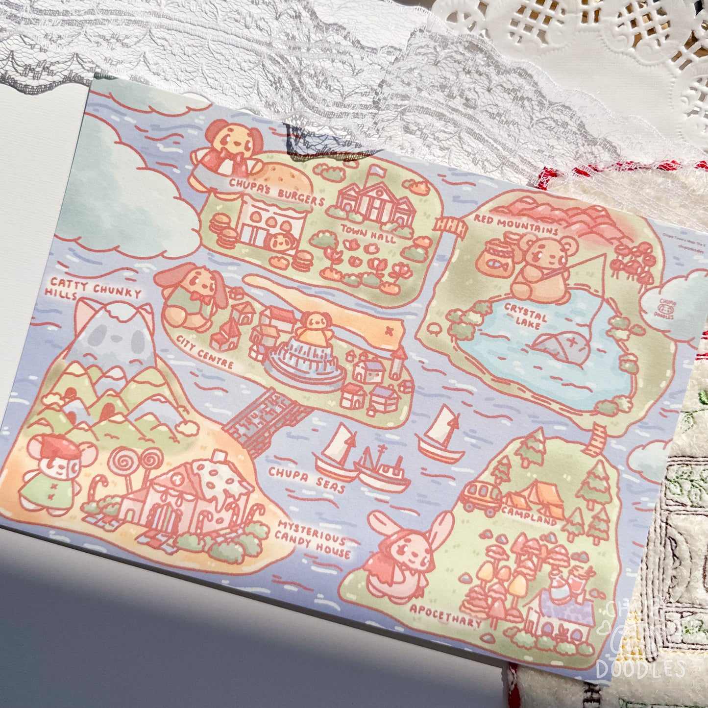 Chupa Town Map A5 Postcard Print