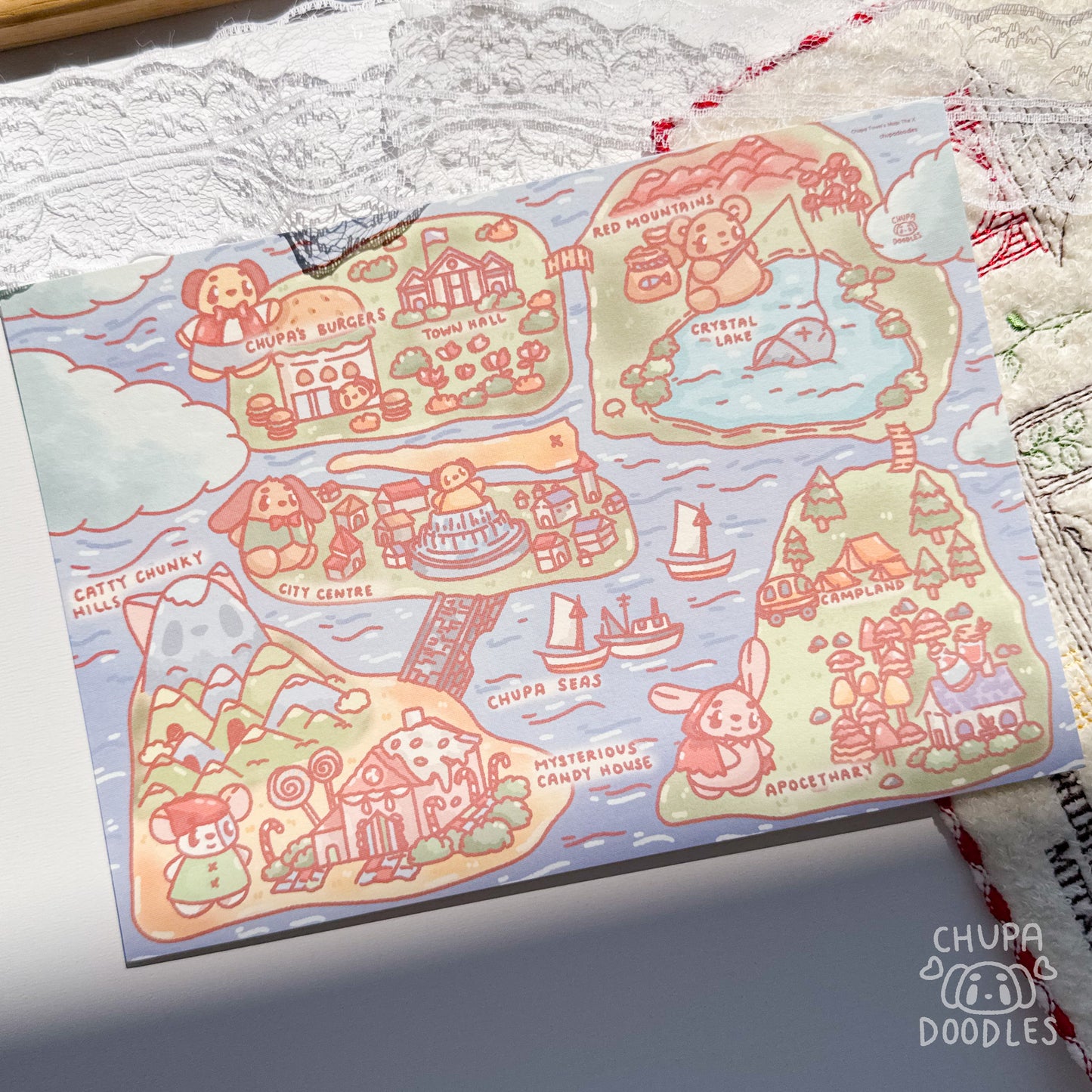 Chupa Town Map A5 Postcard Print