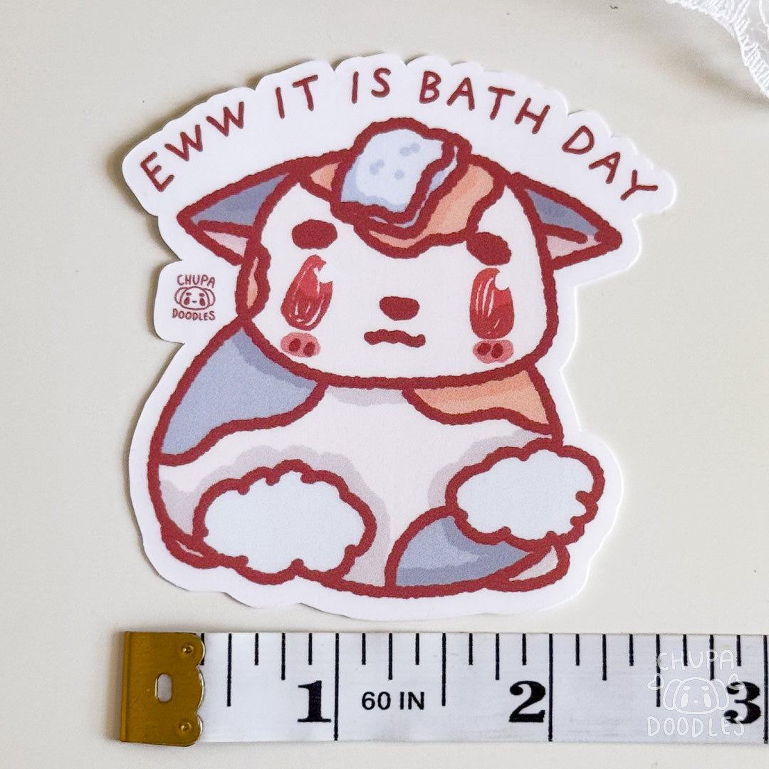 EWW It Is Bath Day Cat Cute Sticker (Matte Finish)-chupadoodles
