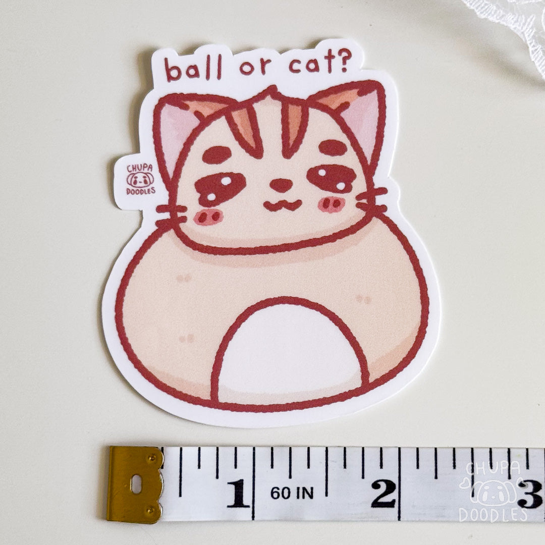 Cat Or Ball Cute Sticker (Matte Finish)-chupadoodles