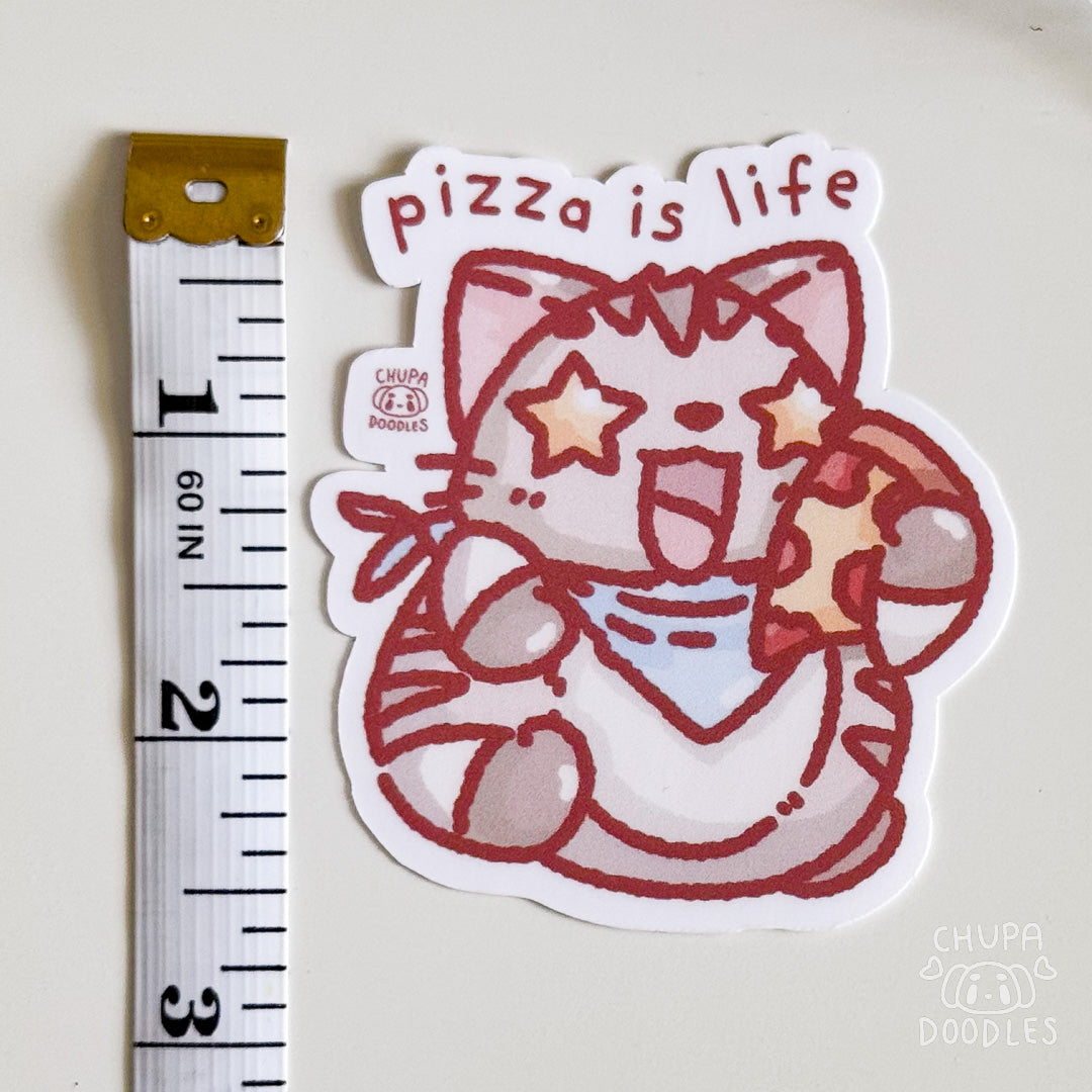 Cat Pizza Is Life Cute Sticker (Matte Finish)-chupadoodles