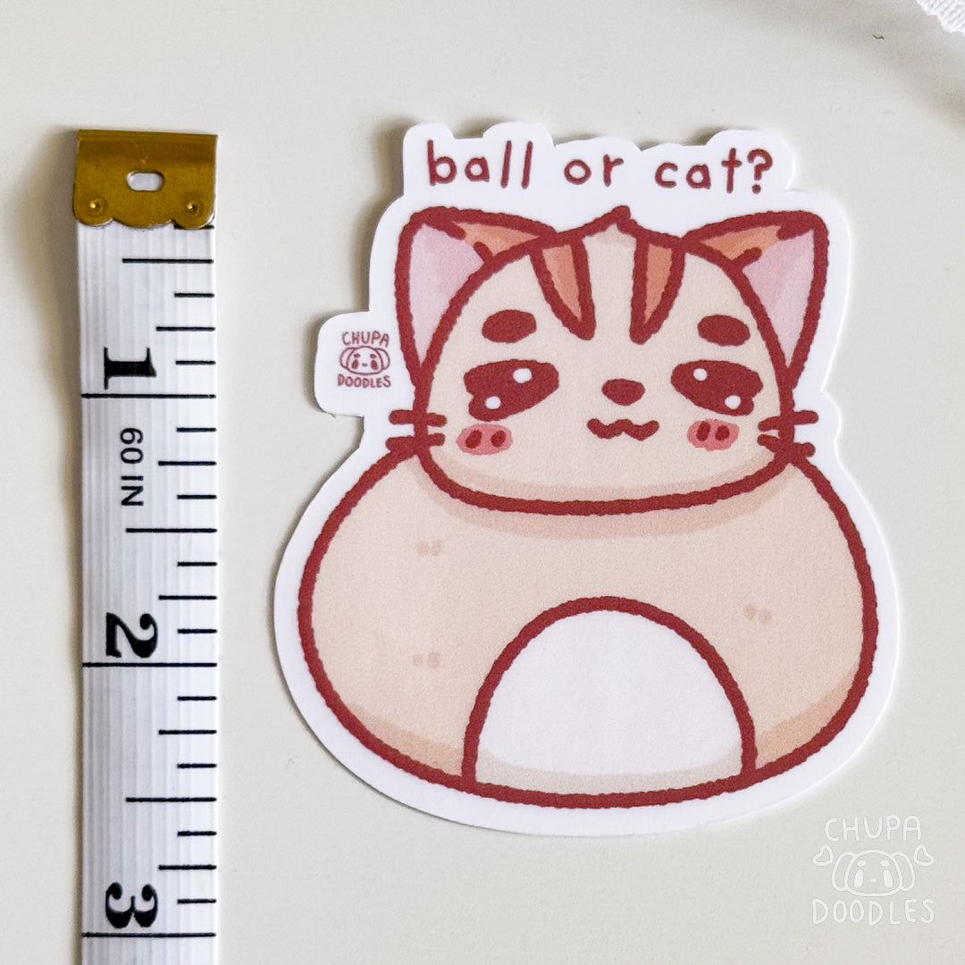 Cat Or Ball Cute Sticker (Matte Finish)-chupadoodles