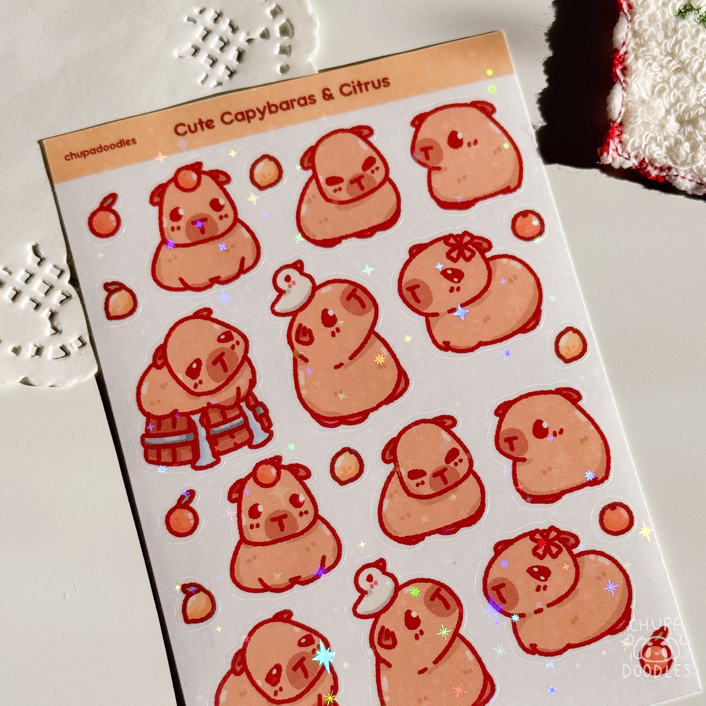 Capybara Holographic Cute Sticker Sheet