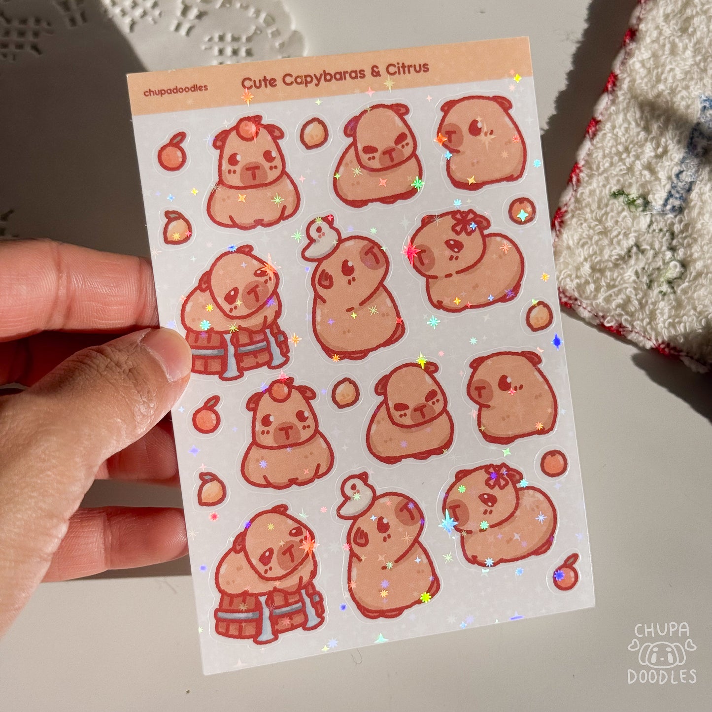 Capybara Holographic Cute Sticker Sheet