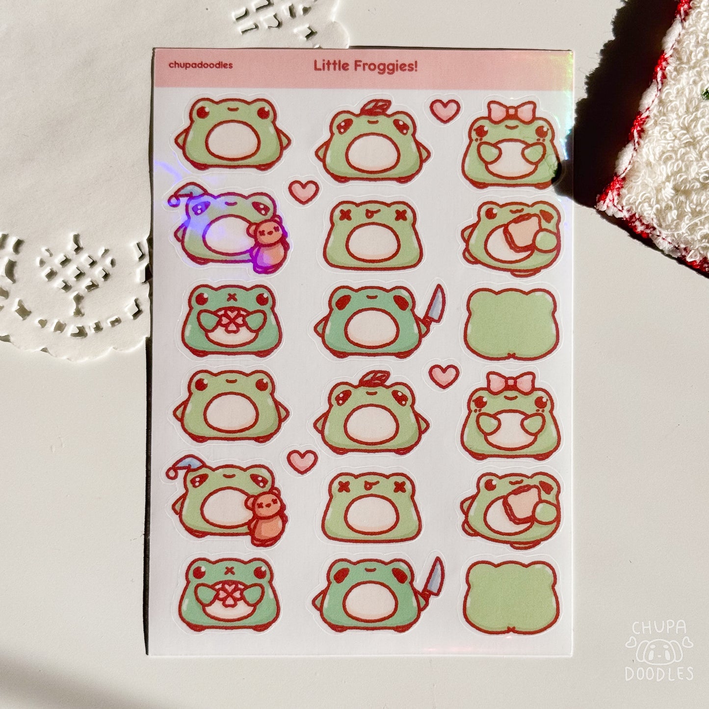 Frogs Holographic Cute Sticker Sheet