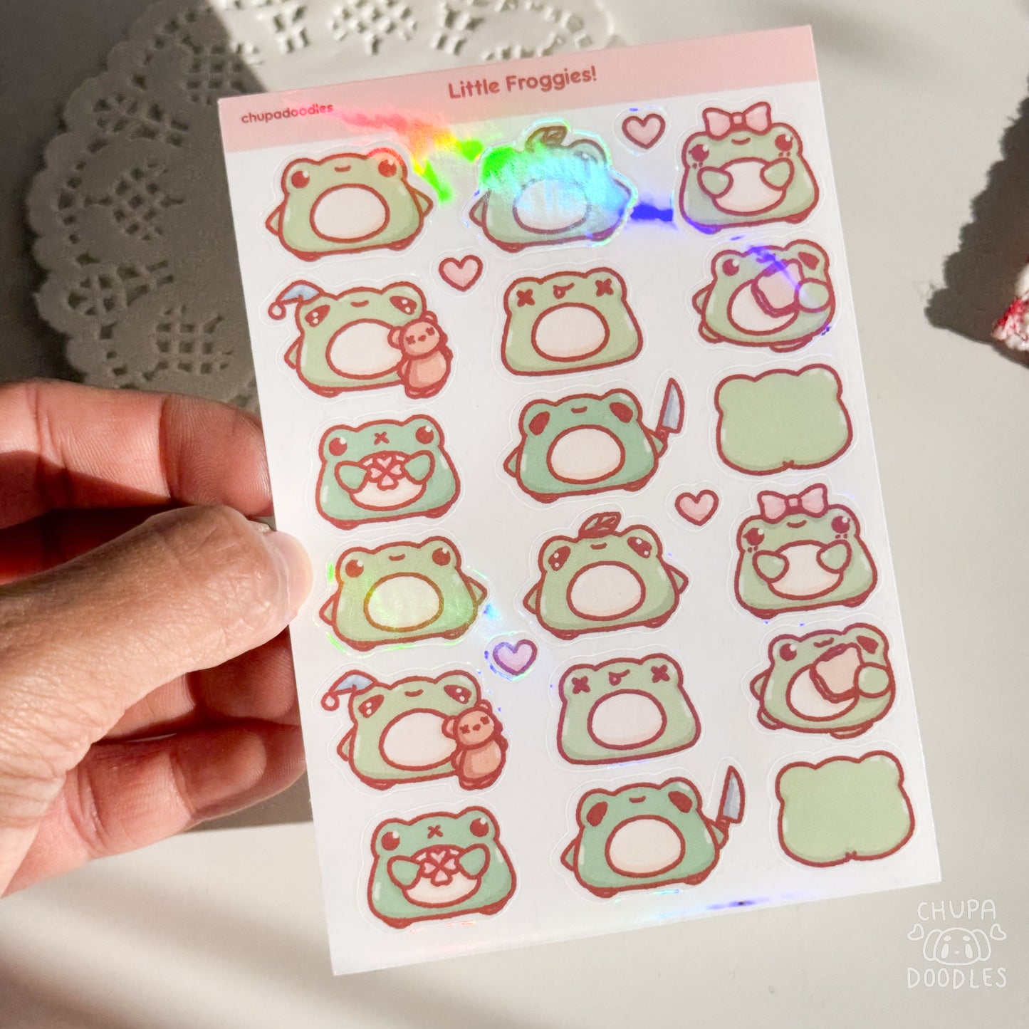 Frogs Holographic Cute Sticker Sheet