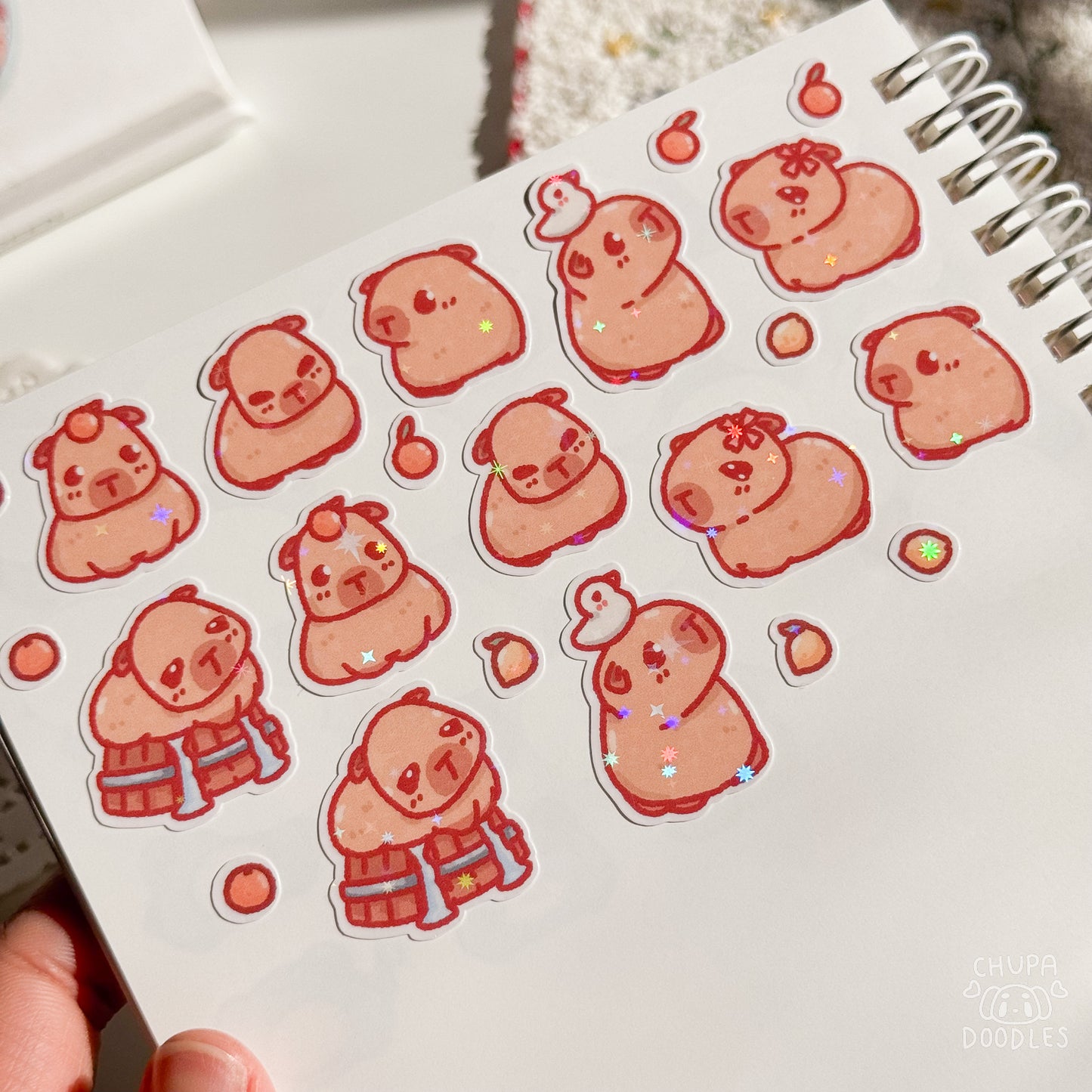 Capybara Holographic Cute Sticker Sheet