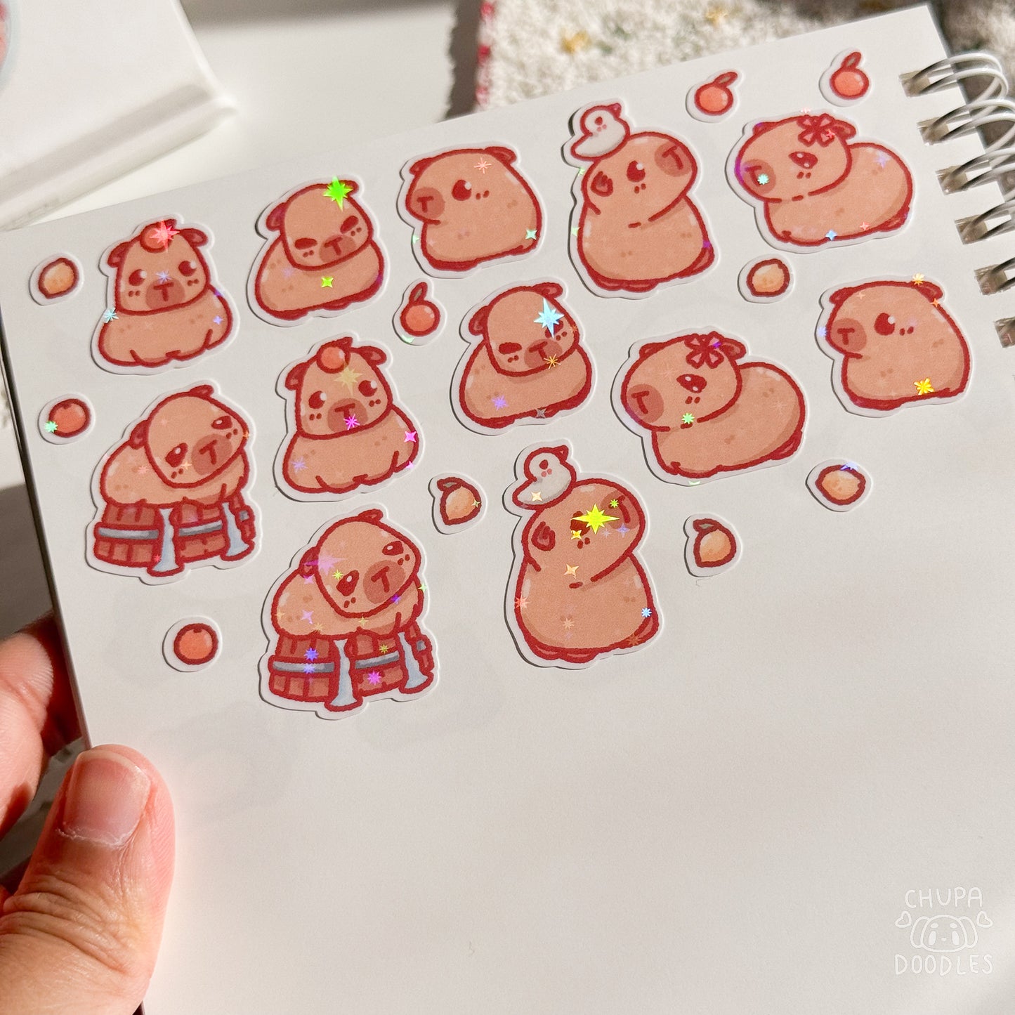 Capybara Holographic Cute Sticker Sheet