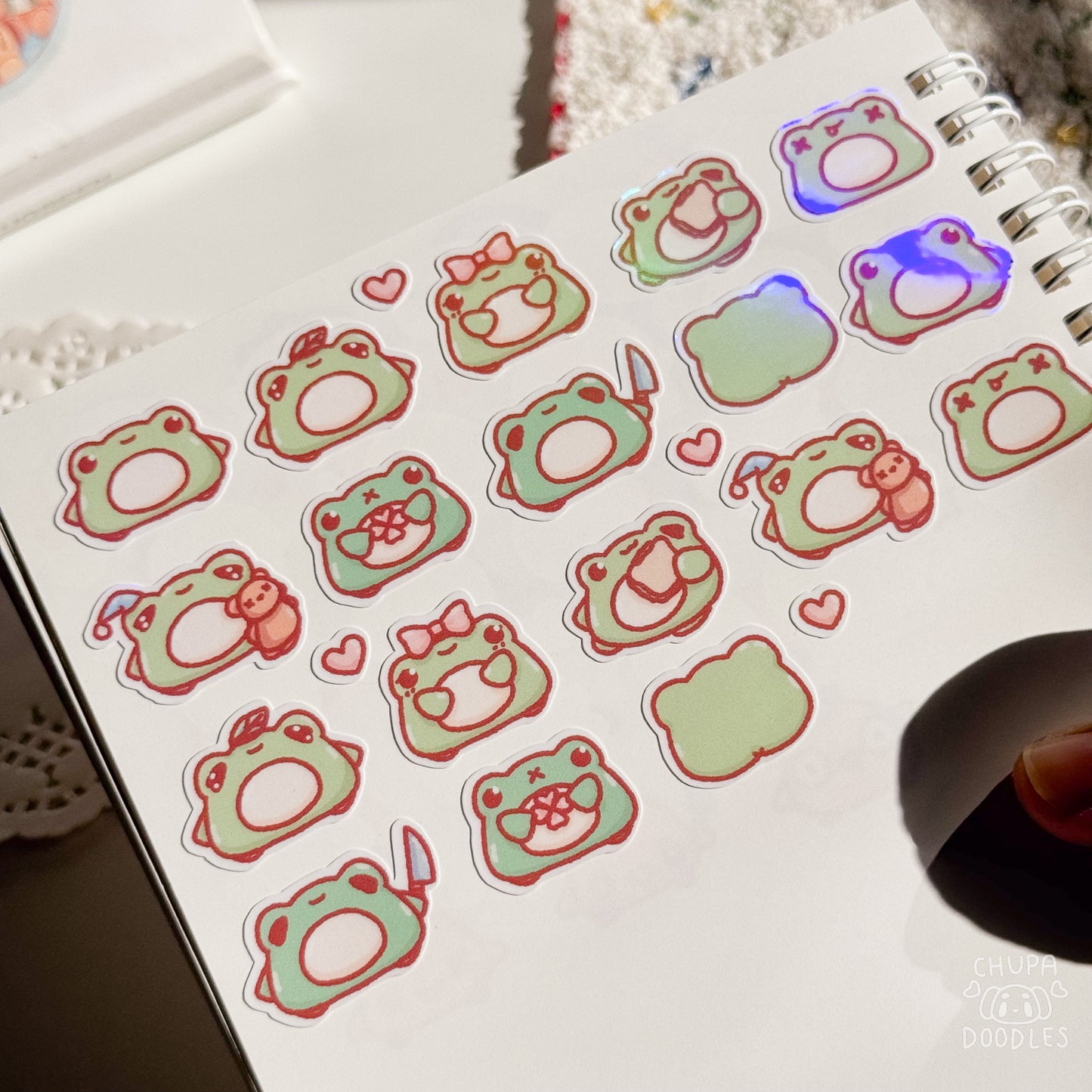 Frogs Holographic Cute Sticker Sheet