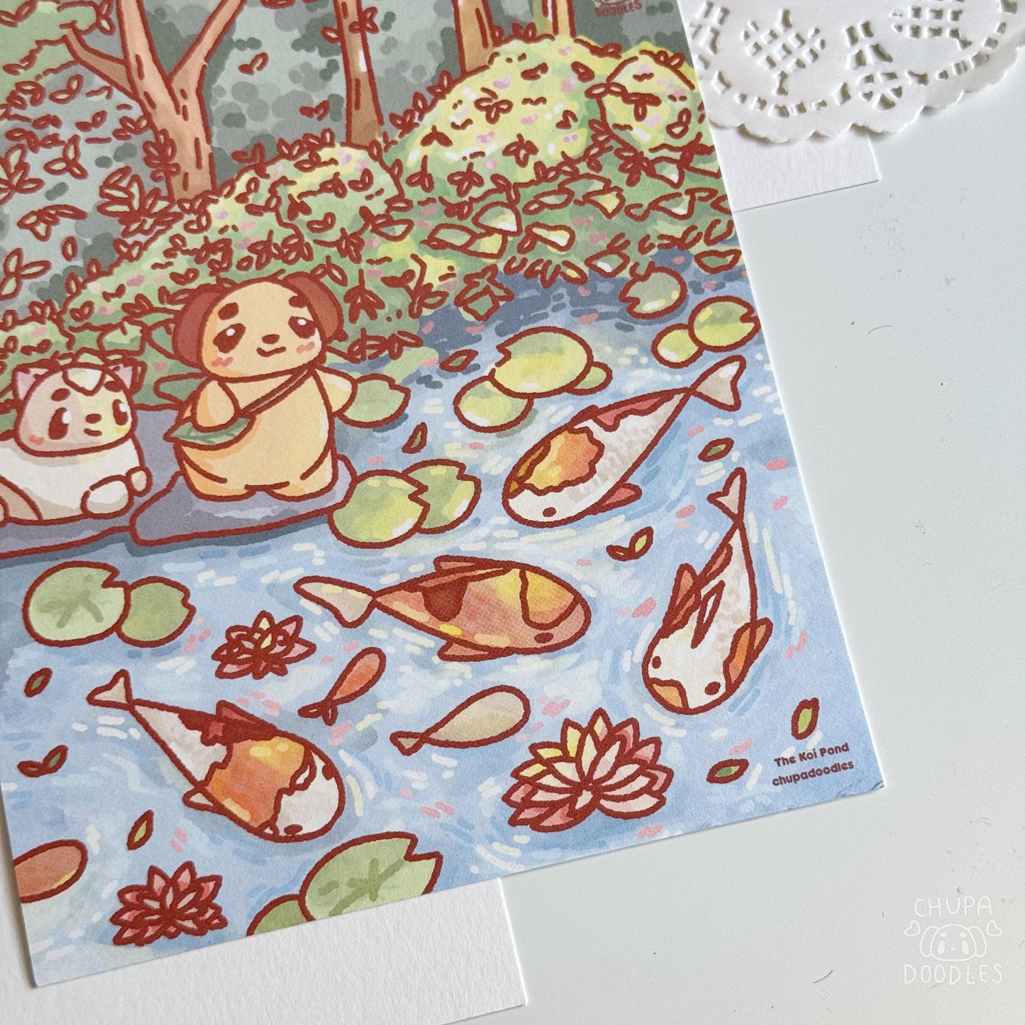 The Koi Pond Original A5 Postcard Art Print