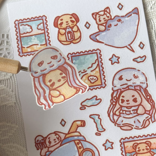 Moments In The Ocean Holographic Cute Sticker Sheet