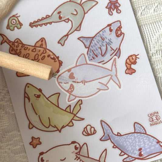 Sharks Cute Sticker Sheet
