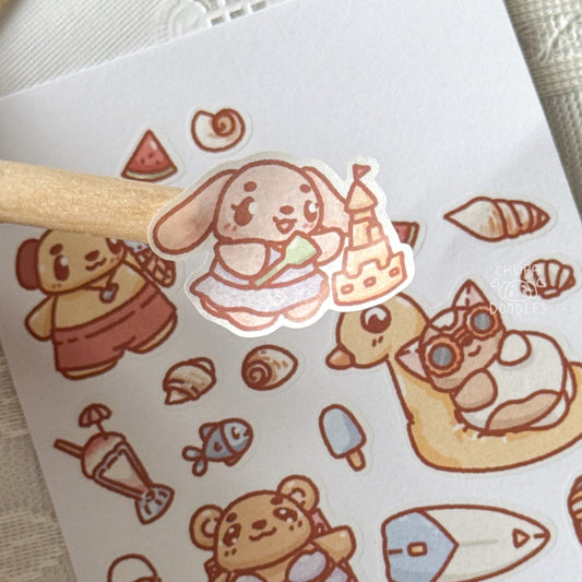 On The Beach Cute Sticker Sheet