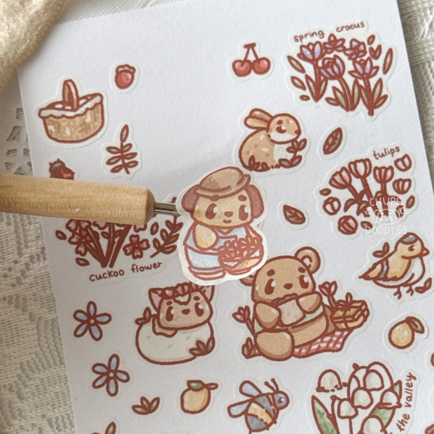 Spring In The Meadow Cute Sticker Sheet