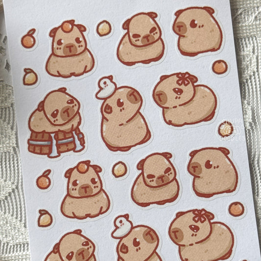 Capybara Cute Sticker Sheet