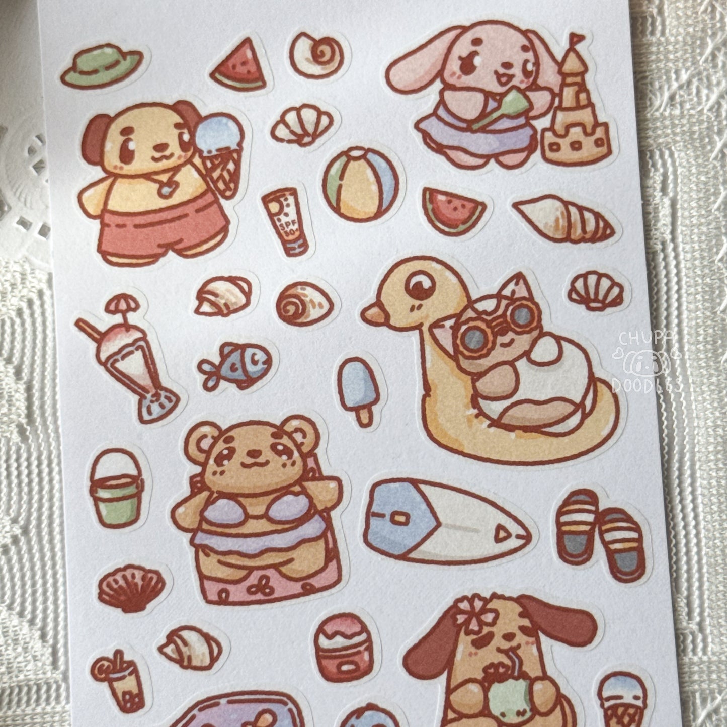 On The Beach Cute Sticker Sheet